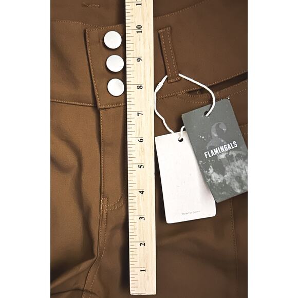 NWT Flamingals Cut Out Mid-Rise Skinny Capri Brown Pants Women's M 29X17 - Picture 4 of 8